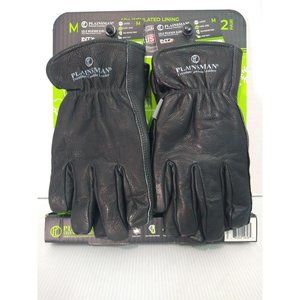 Plainsman Fleece Lined Cowhide Leather Work Gloves 2 Pairs Medium